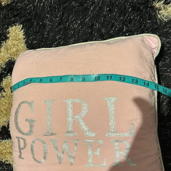 Inspirational Girl Power Nude pink silver decorative throw pillow - Picture 6 of 9